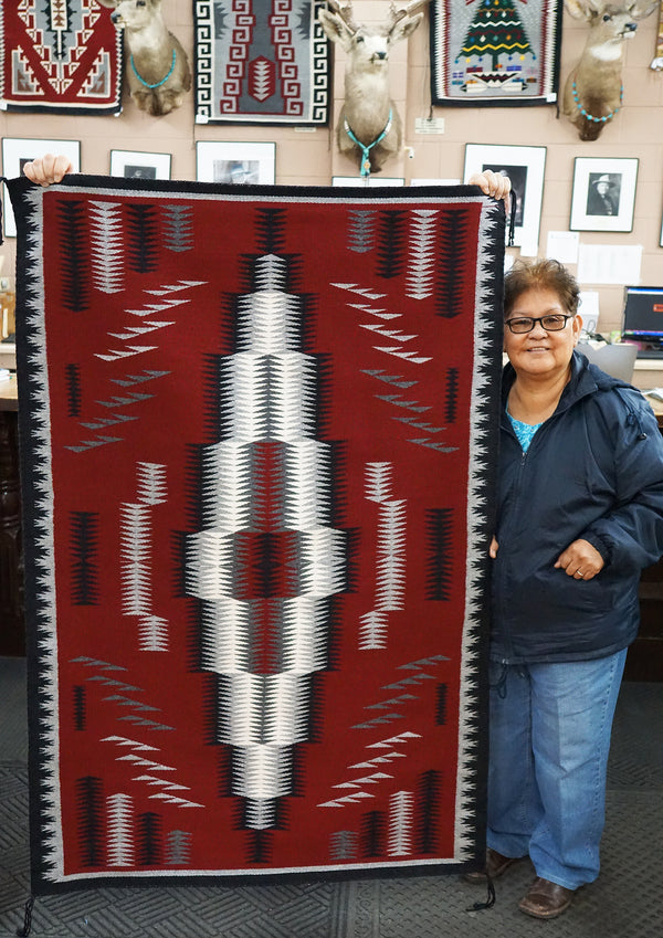 Virgina Morgan, Eye Dazzler Rug, Navajo Handwoven, 43 in x 64 in