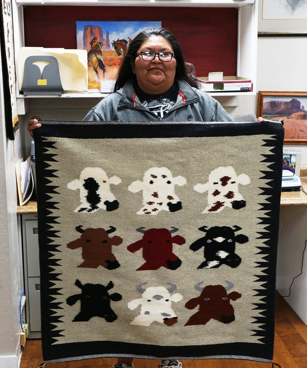 Wenora Joe, Cow Pictoral, Navajo Handwoven Rug, 39